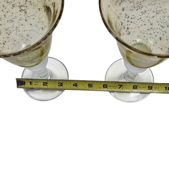 2 Artland Amber Margarita Wine Water Glasses Goblet Handblown Controlled Bubbles - Picture 8 of 9